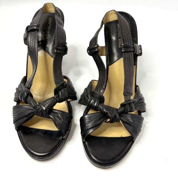 Michael Kors Black Strappy Sling Back Open Toe Pumps Size 8.5 - Picture 1 of 6